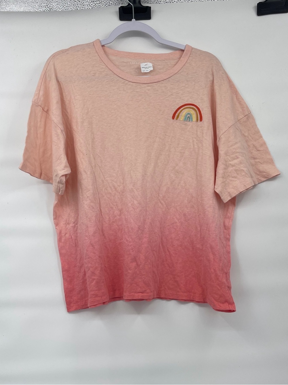American Eagle nwt ombre rainbow embroidered oversized cotton tee